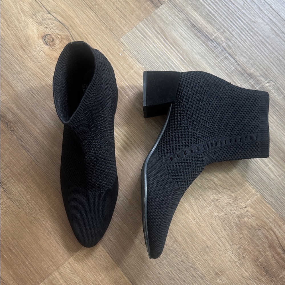 Eileen Fisher Honey Black Knit Block Heel Ankle Booties 9.5 $235 - Picture 2 of 7
